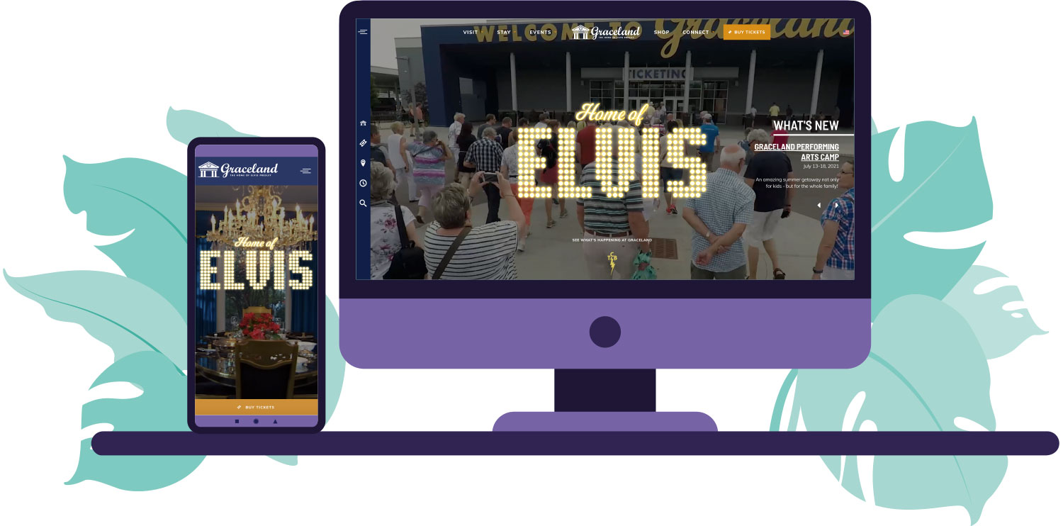 Grid of screenshots from the Graceland website