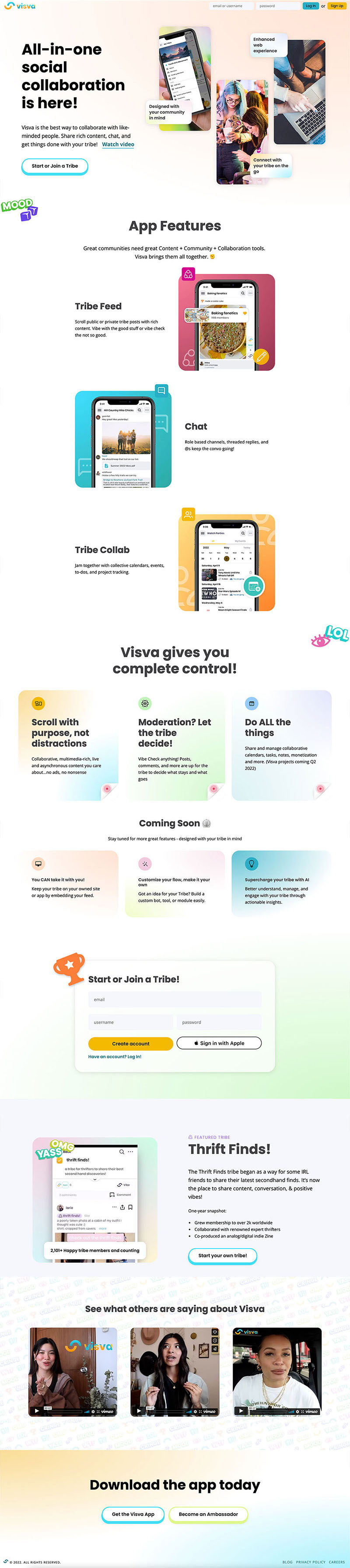Screenshot of Visva Homepage