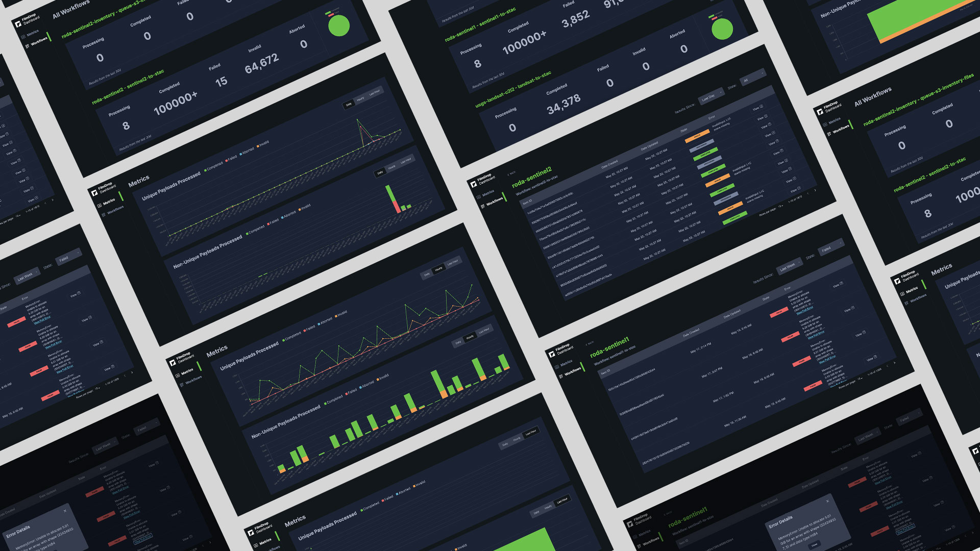 Grid of screenshots from the FilmDrop app
