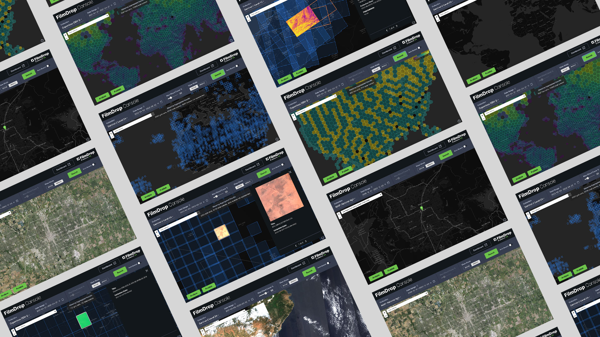 Grid of screenshots from the FilmDrop app