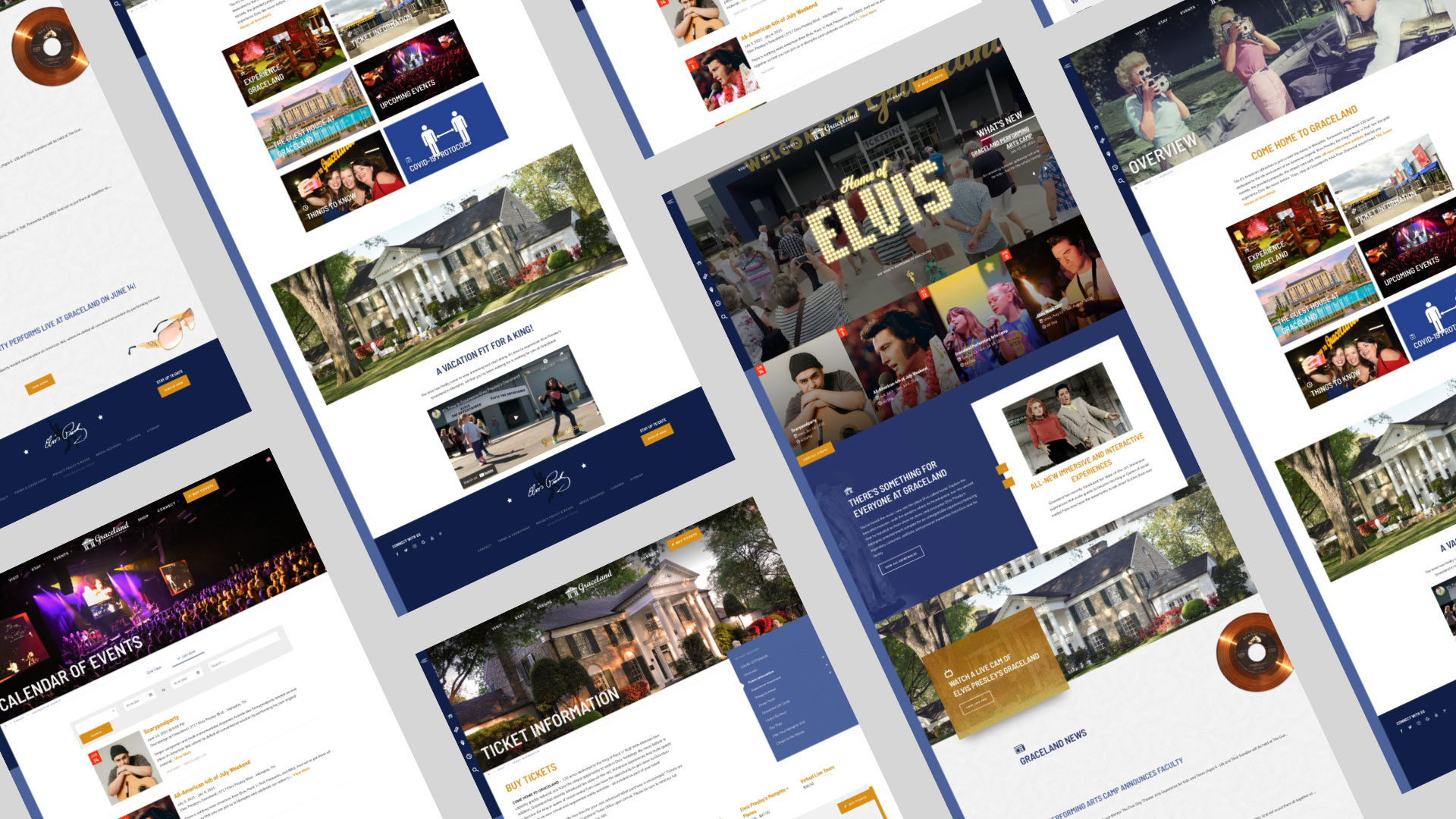 Grid of screenshots from the Graceland website
