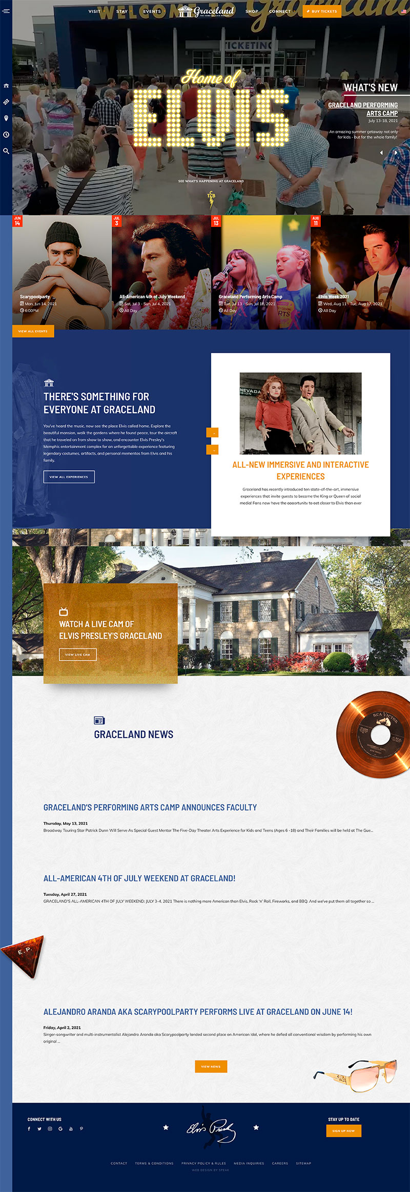 Screenshot of Graceland website