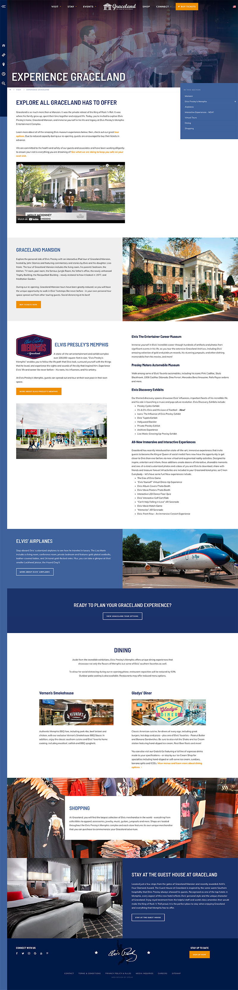 Screenshot of Graceland website
