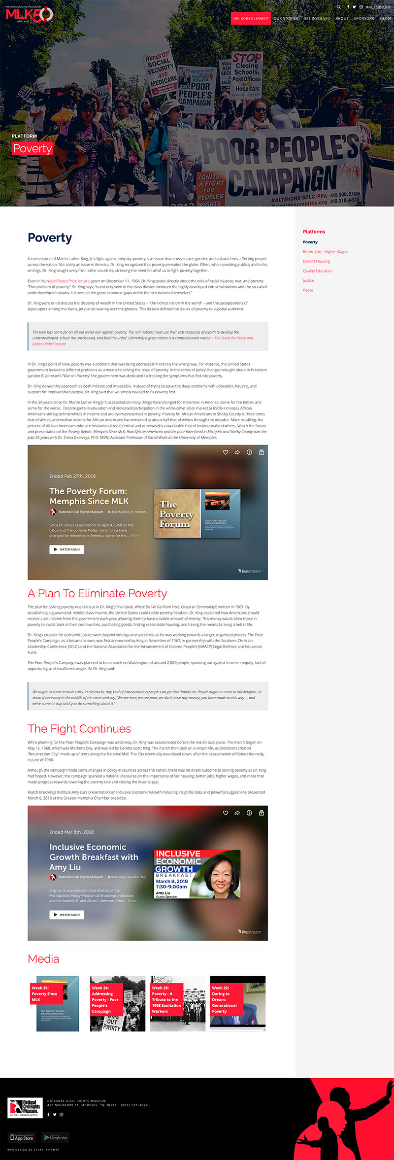 Screenshot of MLK50 website