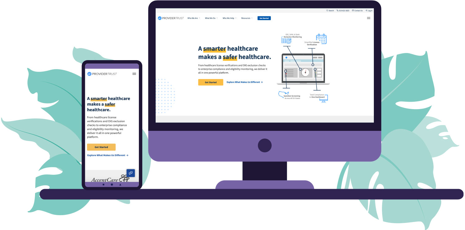 Grid of screenshots from the Provider Trust website