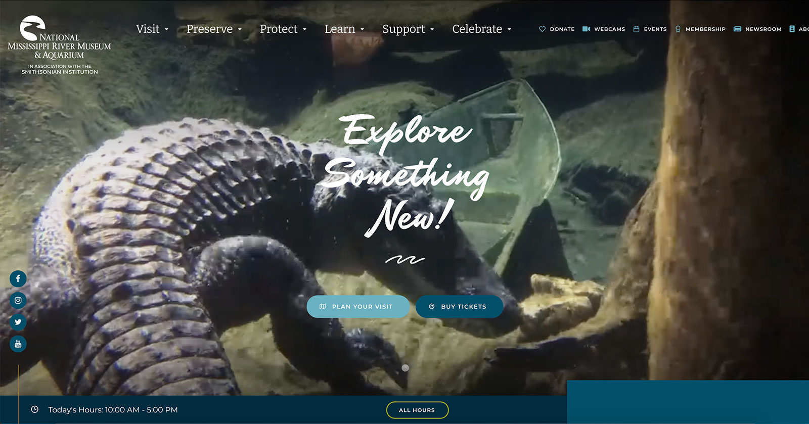 Screenshot of National Mississippi River Museum Website homepage