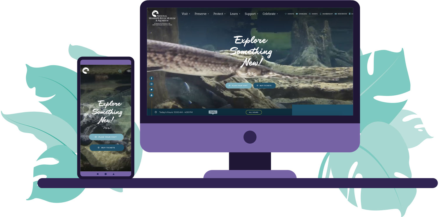 Grid of screenshots from the National Mississippi River Museum website