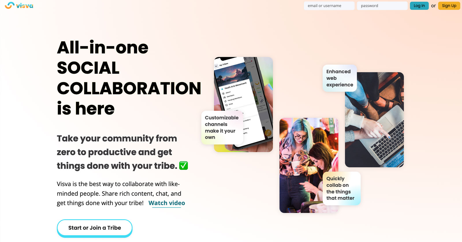 Screenshot of Visva Website homepage